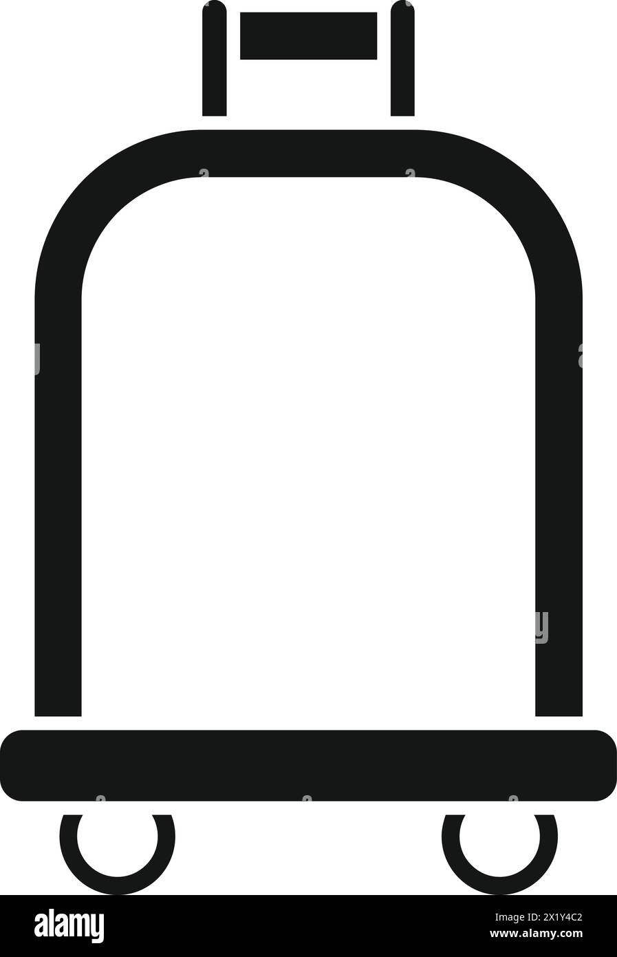 Solid luggage trolley icon simple vector. Metal object. Platform ...