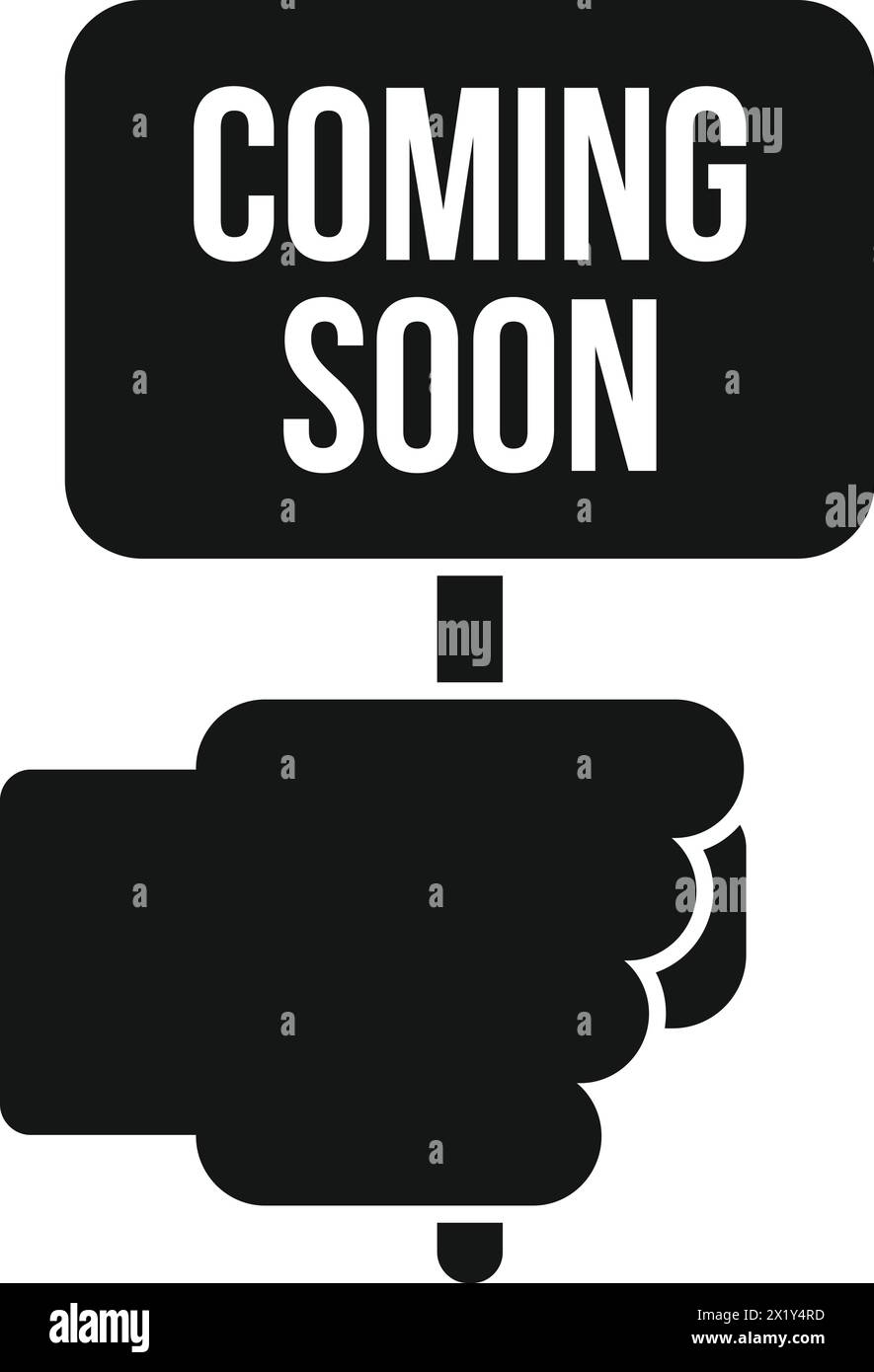 Hand take coming soon banner icon simple vector. Add advert. New ...