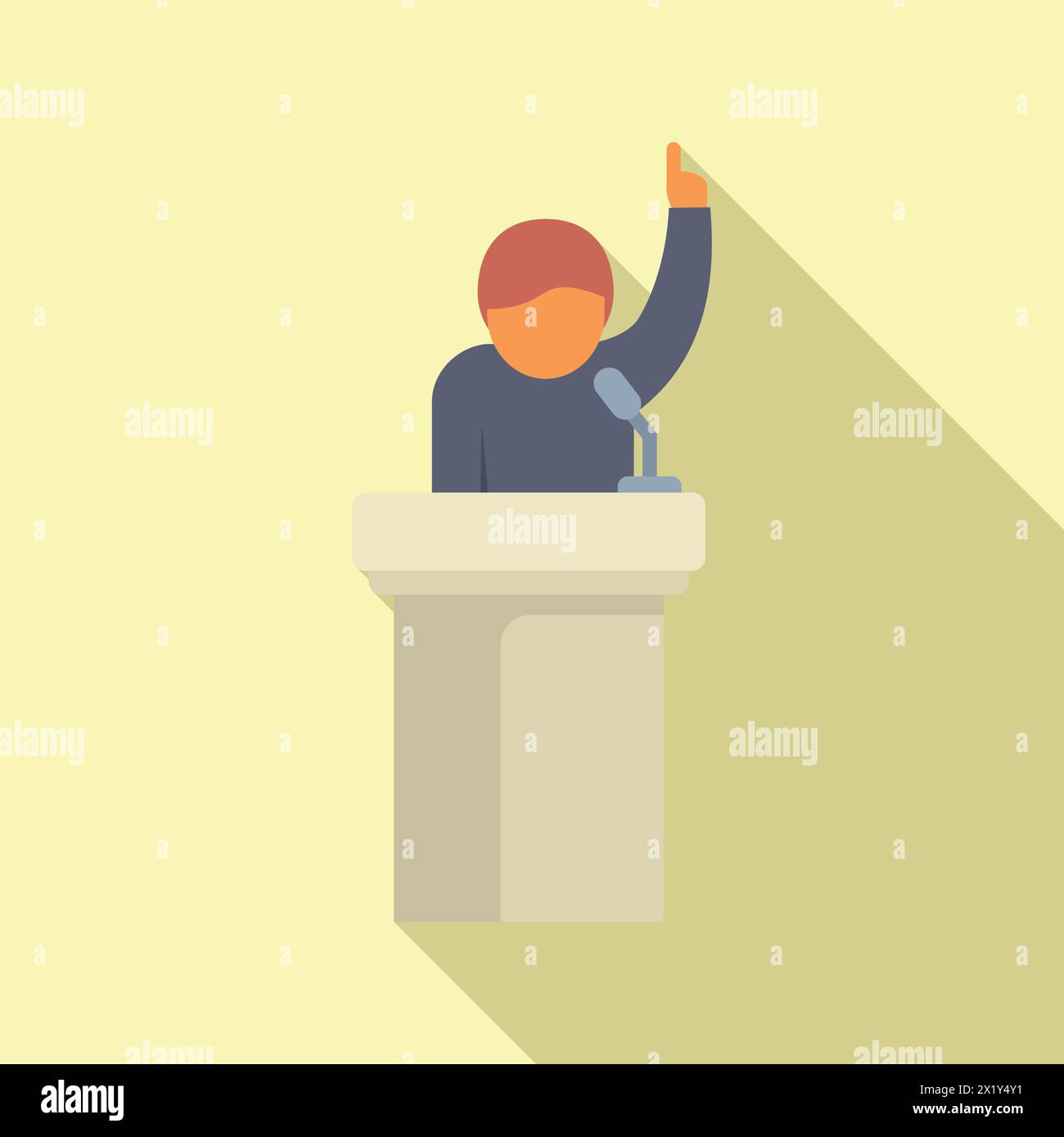 Motivational speaker on tribune icon flat vector. Speech job. Course ...