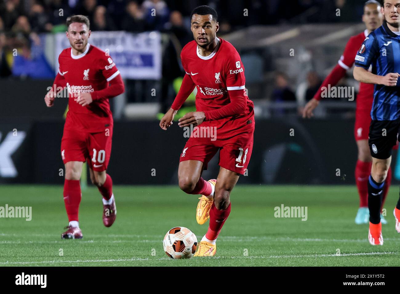 BERGAMO, ITALY - APRIL 18: Cody Gakpo (Liverpool F.C.) in action during the Europa League football match between Atalanta and Liverpool at Gewiss Stadium on April 18, 2024 in Bergamo, Italy. Credit: Stefano Nicoli/Speed Media/Alamy Live News Stock Photo