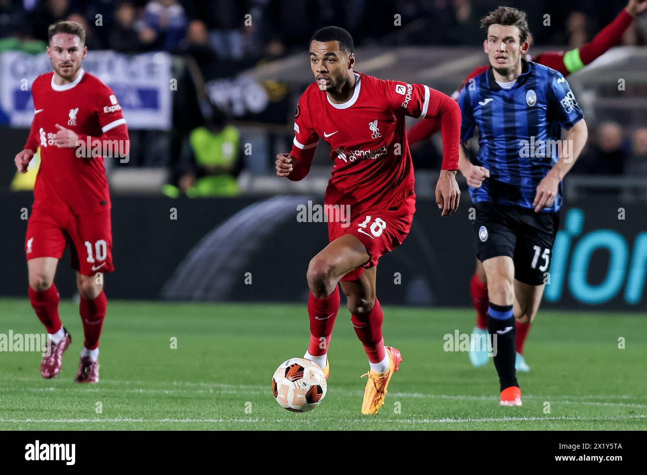 BERGAMO, ITALY - APRIL 18: Cody Gakpo (Liverpool F.C.) in action during the Europa League football match between Atalanta and Liverpool at Gewiss Stadium on April 18, 2024 in Bergamo, Italy. Credit: Stefano Nicoli/Speed Media/Alamy Live News Stock Photo