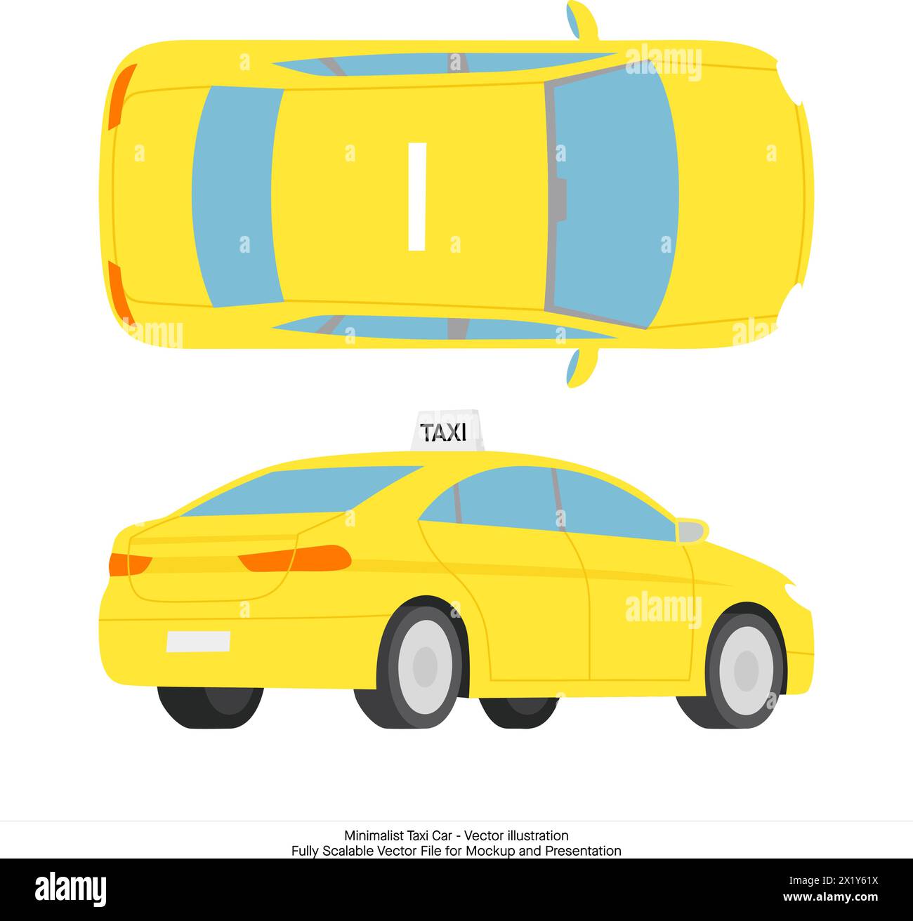 Minimalist Taxi Car Vector - Mockup and Presentation Ready Stock Vector