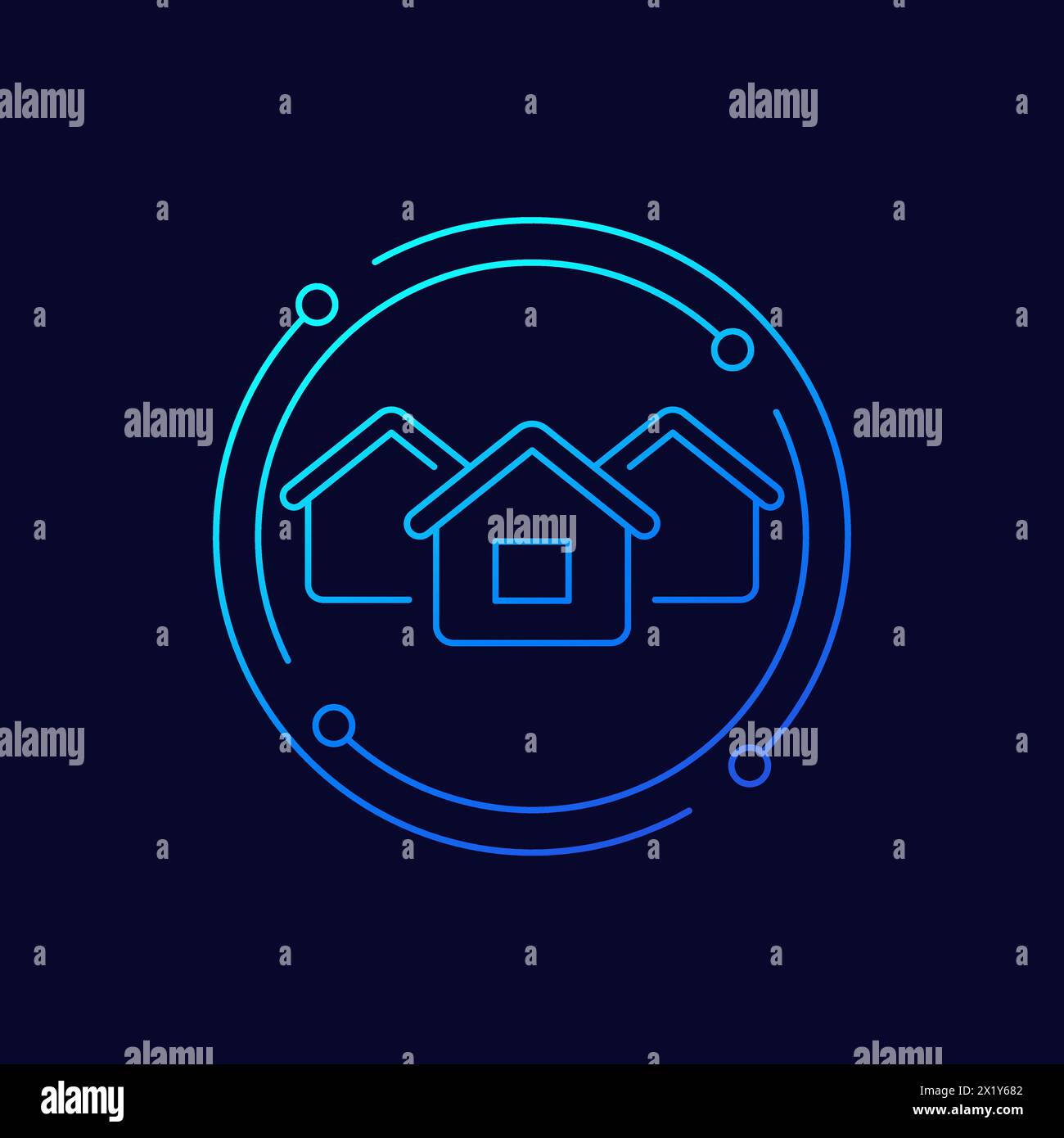 neighbourhood icon with houses, linear design Stock Vector Image & Art ...