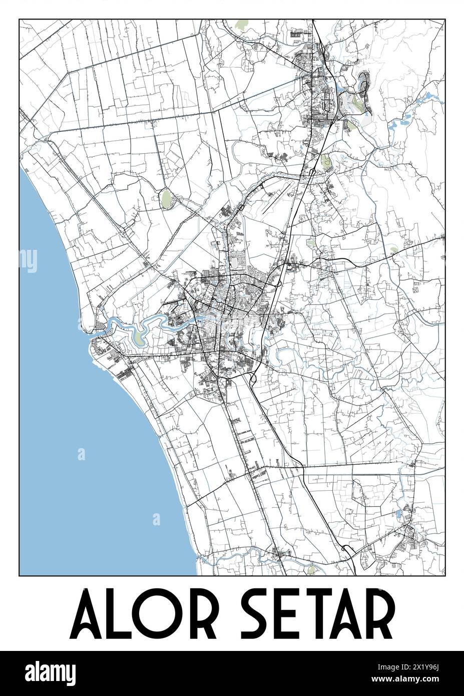 Alor Setar, Kedah, Malaysia, map poster art Stock Vector