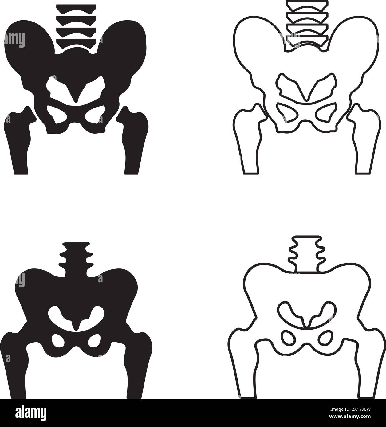 Hip Bone icon vector illustration logo design. Stock Vector