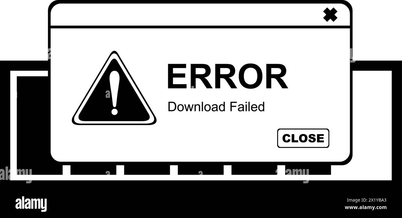 vector black and white icon poster download failed error Stock Vector ...