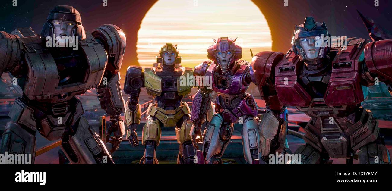 RELEASE DATE: September 20, 2024. TITLE: Transformers One. STUDIO: Paramount Animation. DIRECTOR: Josh Cooley. PLOT: The untold origin story of Optimus Prime and Megatron, better known as sworn enemies, but once were friends bonded like brothers who changed the fate of Cybertron forever. STARRING: L-r, Brian Tyree Henry (D-16), Keegan-Michael Key (B-127), Scarlett Johansson (Elita-1) and Chris Hemsworth (Orion Pax). (Credit Image: © Paramount Animation/Entertainment Pictures/ZUMAPRESS.com) EDITORIAL USAGE ONLY! Not for Commercial USAGE! Stock Photo