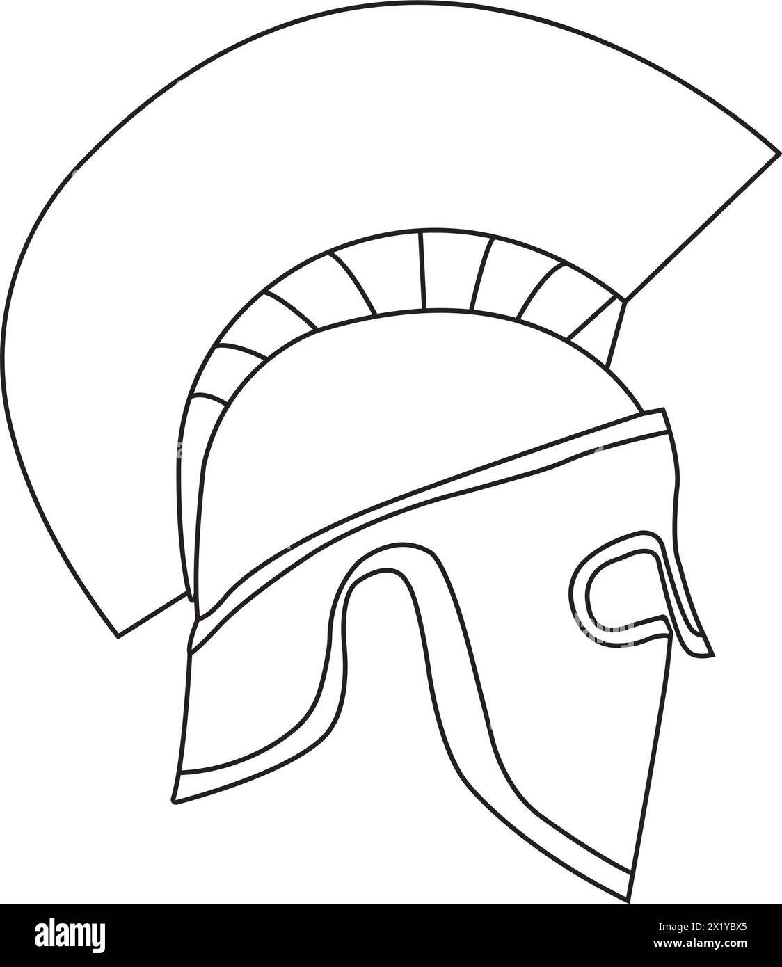 Spartan helmet line vector icon ,illustration design template. Stock Vector