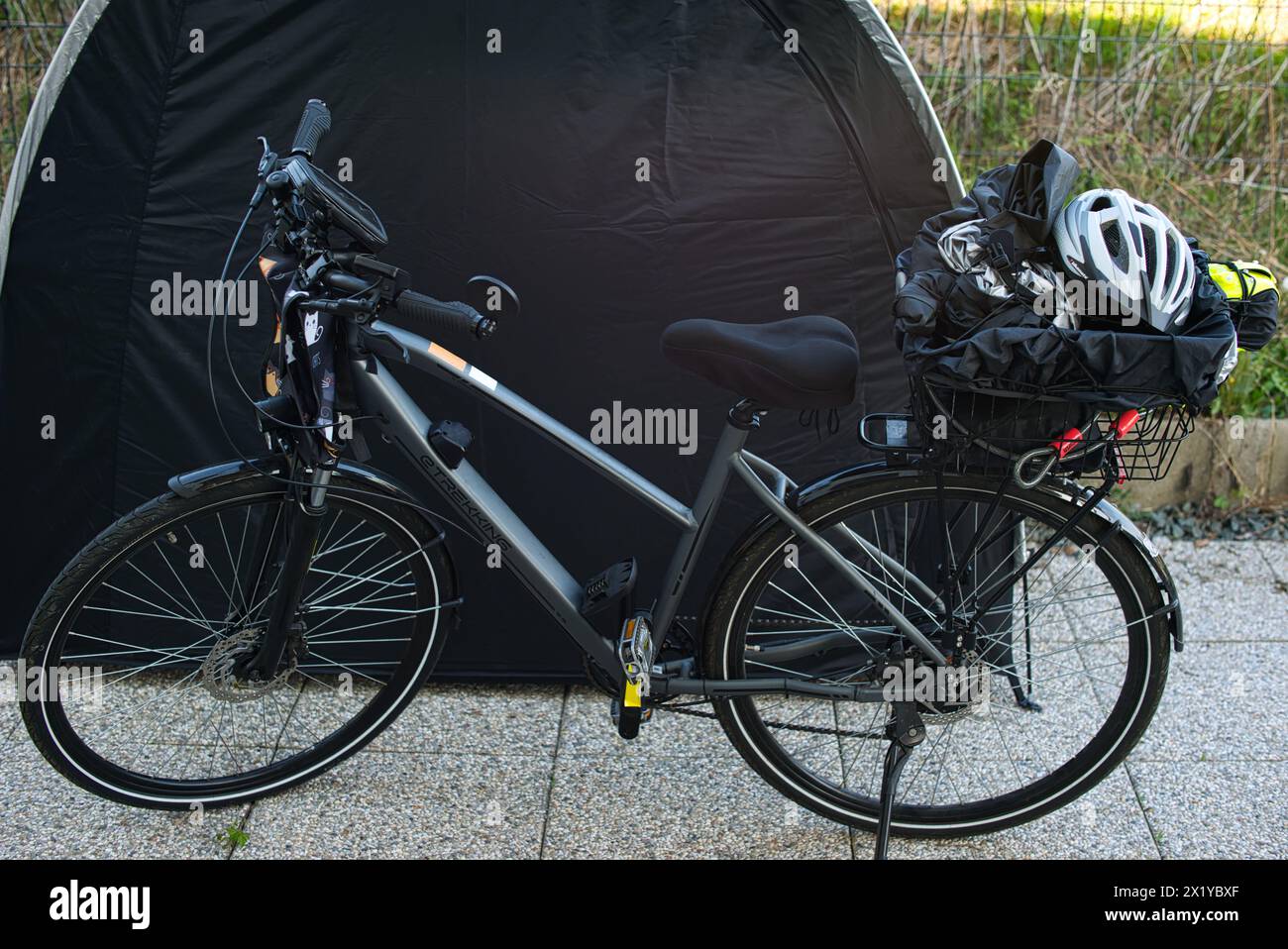 Electric bicycle with a luggage rack positioned in front of a bicycle ... - Electric Bike With Luggage Rack