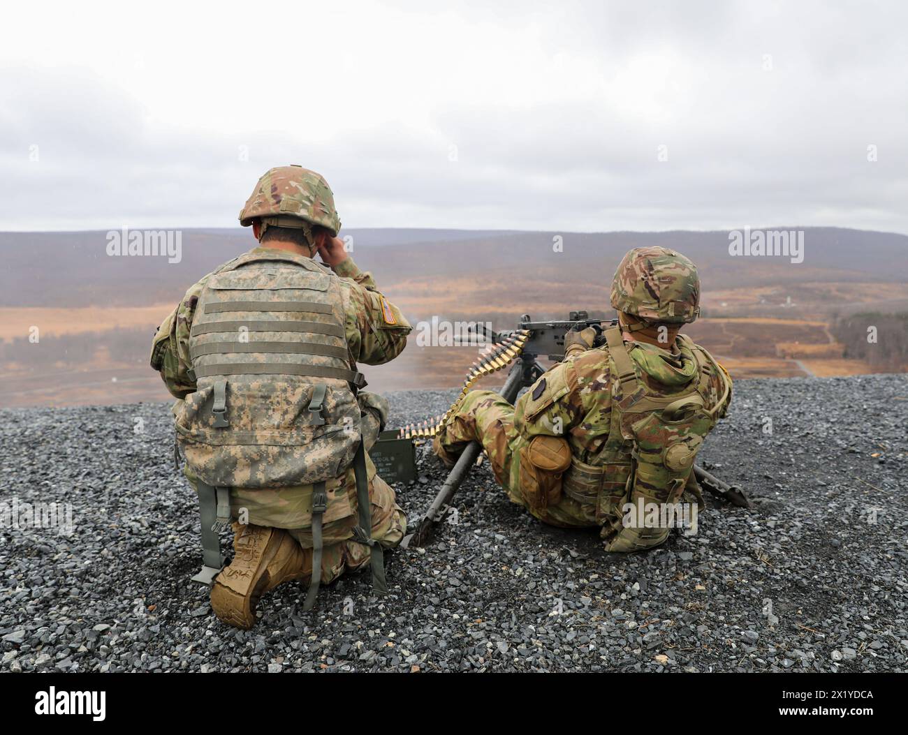 U.S. Soldiers with Task Force Iroquois train for their upcoming deployment to Africa in support of Special Operations Command Africa March 5, 2024, at Fort Indiantown Gap. The fourteen Soldiers, mostly with the 328th Brigade Support Battalion, 56th Stryker Brigade Combat Team, 28th Infantry Division, Pennsylvania Army National Guard, have put in many weeks of rigorous training since January in preparation for their upcoming yearlong deployment. (U.S. Army National Guard photo by Sgt. 1st Class Zane Craig) Stock Photo