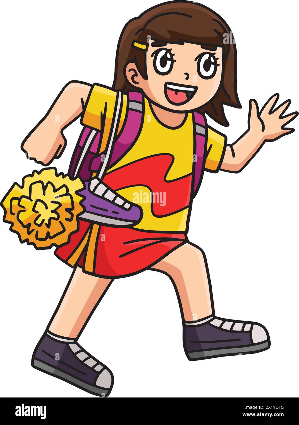 Cheerleader Girl Walking Cartoon Colored Clipart Stock Vector Image ...