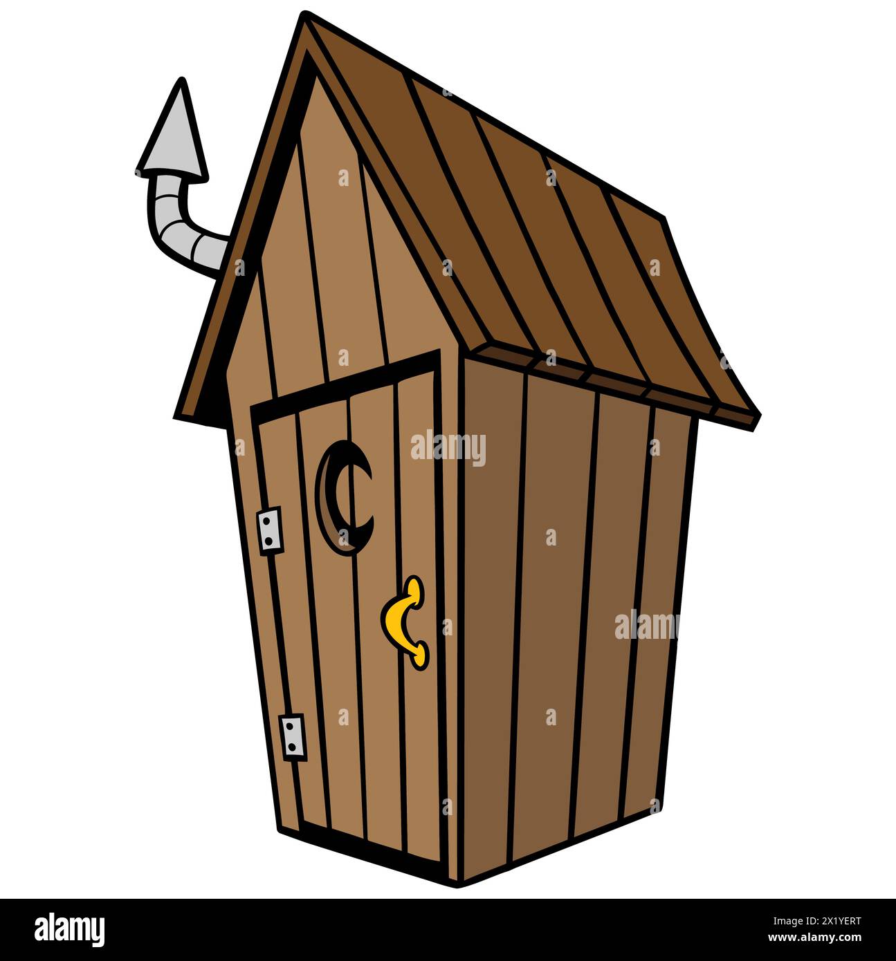 Outhouse - A quaint rustic backyard Outhouse. Stock Vector
