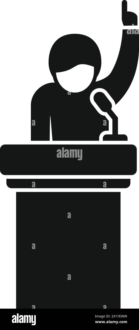 Motivational speaker on tribune icon simple vector. Speech job. Course ...
