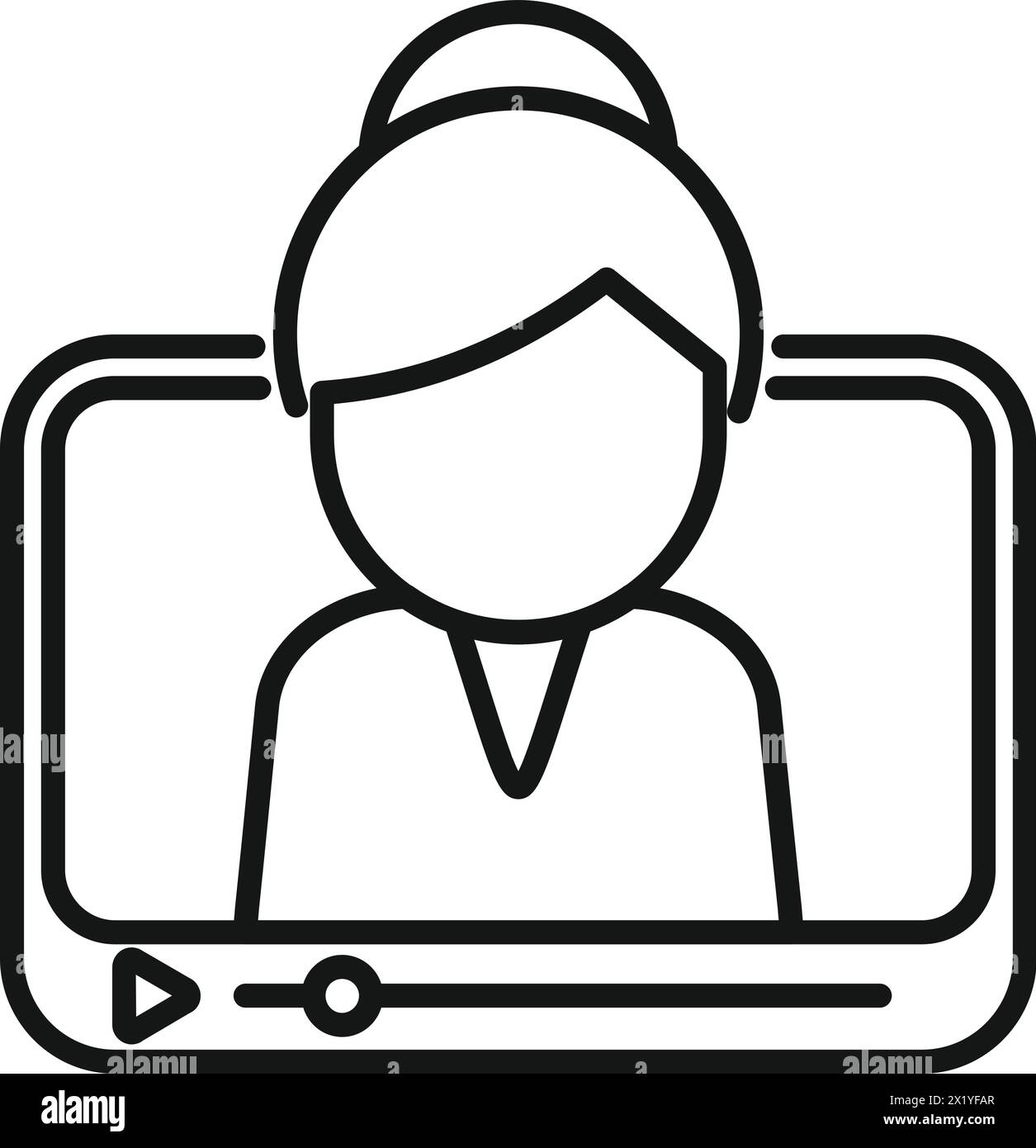 Online video female speaker icon outline vector. Speech orator. Play ...