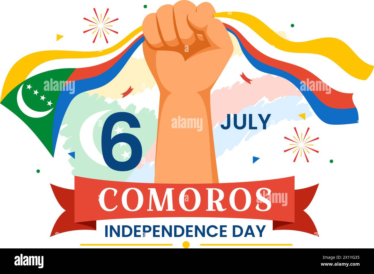 Happy Comoros Independence Day Vector Illustration on 6 July with ...