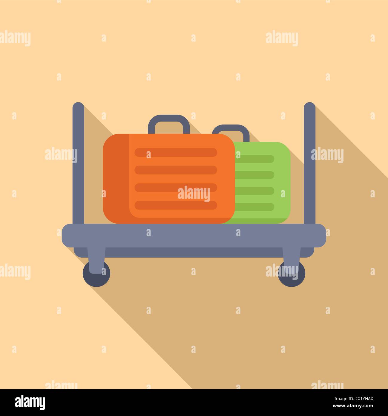 Full luggage trolley icon flat vector. Support platform. Tourism ...