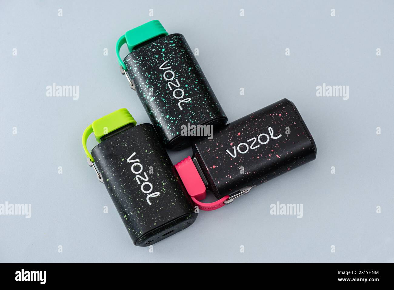 ISTANBUL, TURKEY - APRIL 9, 2024: Vozol electronic smoking machine.  Electronic cigarette (e-cigarette for short) is an electronic device Stock  Photo