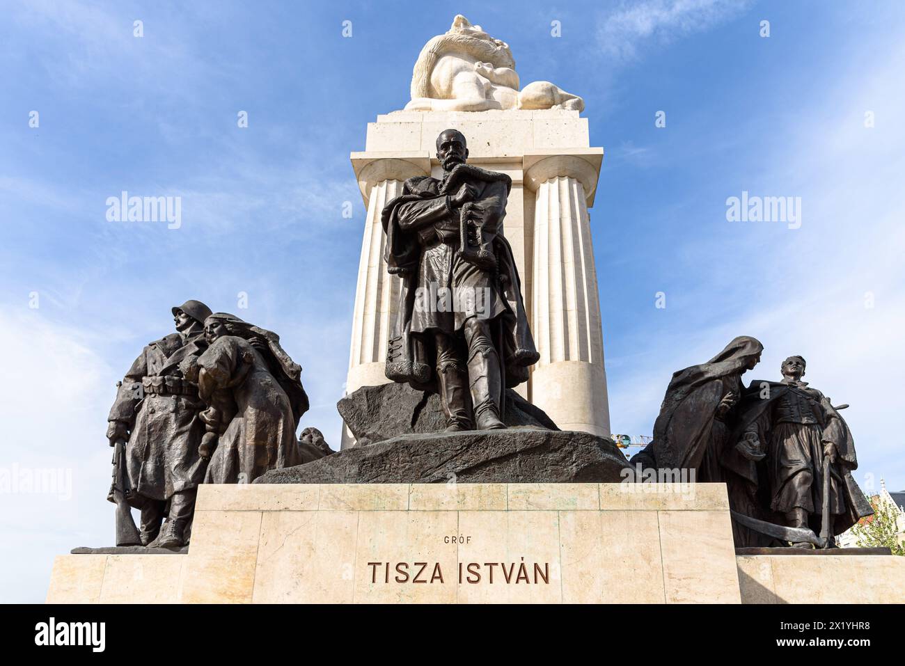 The Istvan Tisza statue in Budapest at Kossuth ter by parliament Stock Photo