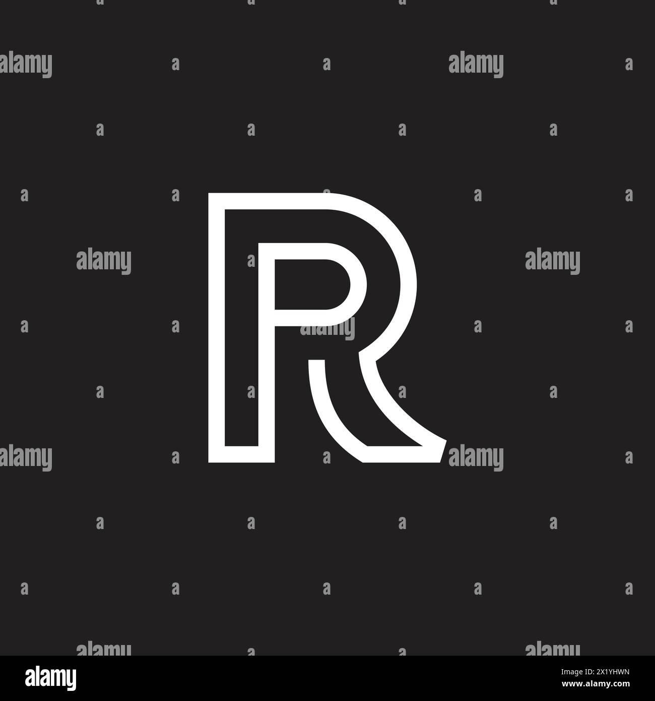 letter pr mono lines simple geometric logo vector Stock Vector