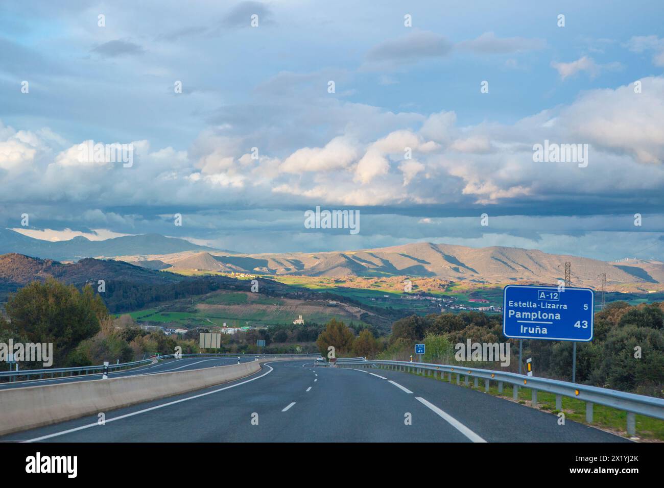 Shadow Toll Driving along A-12 highway. Also known as Autovia del Camino de ...