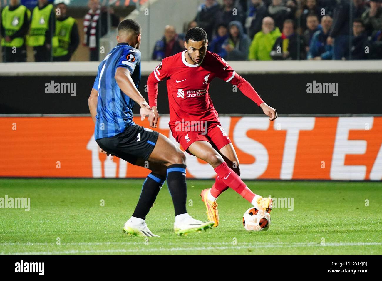 Bergamo, Italie. 18th Apr, 2024. Cody Gakpo (Liverpool FC) during the UEFA Europa League, Quarter-finals, 2nd leg football match between Atalanta BC and Liverpool FC on April 18, 2024 at Gewiss Stadium in Bergamo, Italy - Photo Morgese-Rossini/DPPI Credit: DPPI Media/Alamy Live News Stock Photo