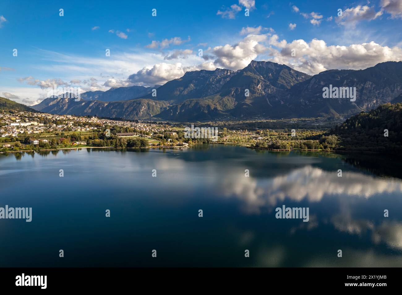 Löweneck or Levico Terme on the lake Lago di Levico in Valsugana, Trentino, Italy, Europe Stock Photo