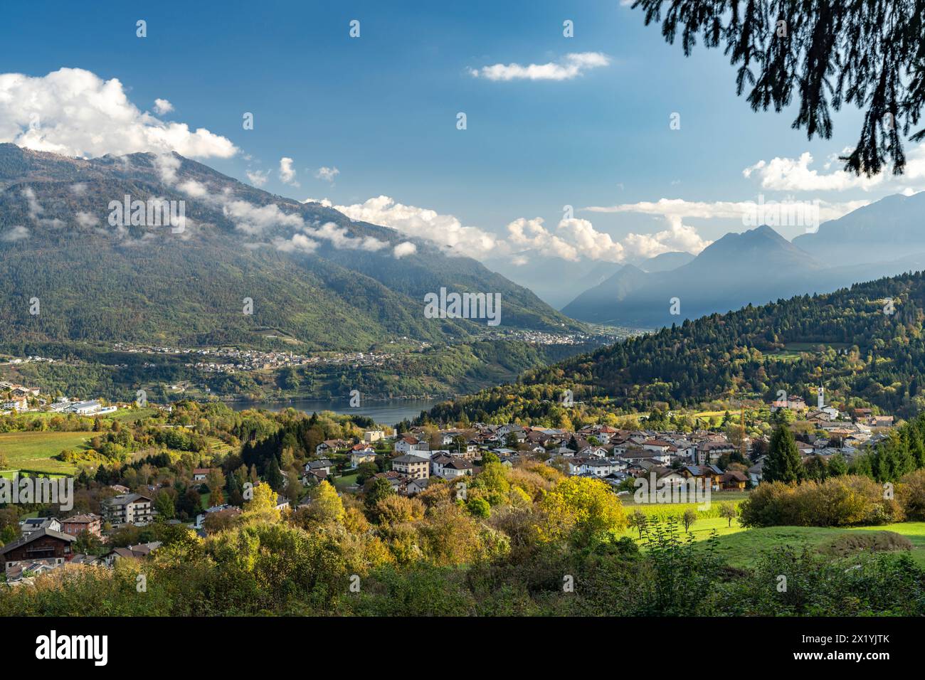 Vattaro, Lake Caldonazzo and the Valsugana landscape, Trentino, Italy, Europe Stock Photo