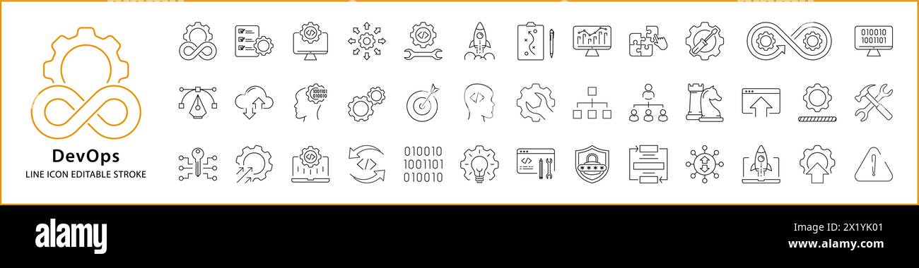 DevOps Icon Set. DevOps Icons. DevOps Line Icons. Vector Illustration ...