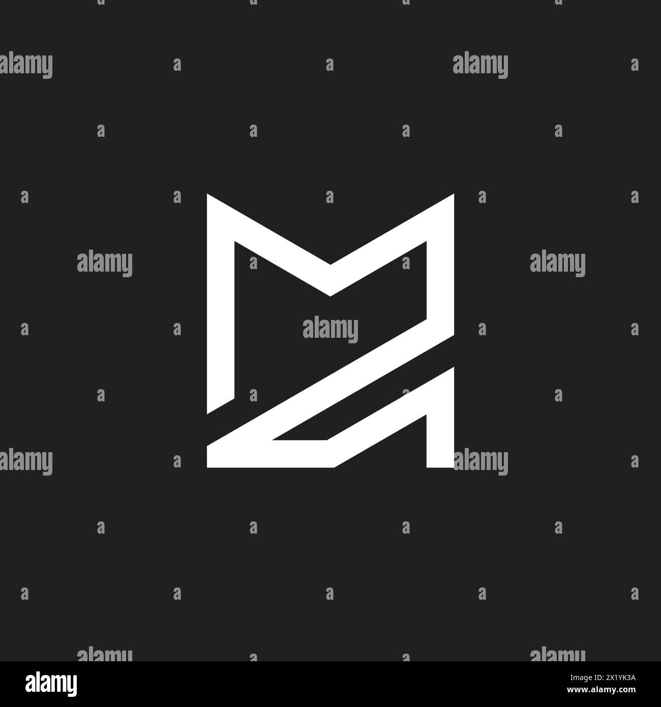letter mz simple geometric linear logo vector Stock Vector