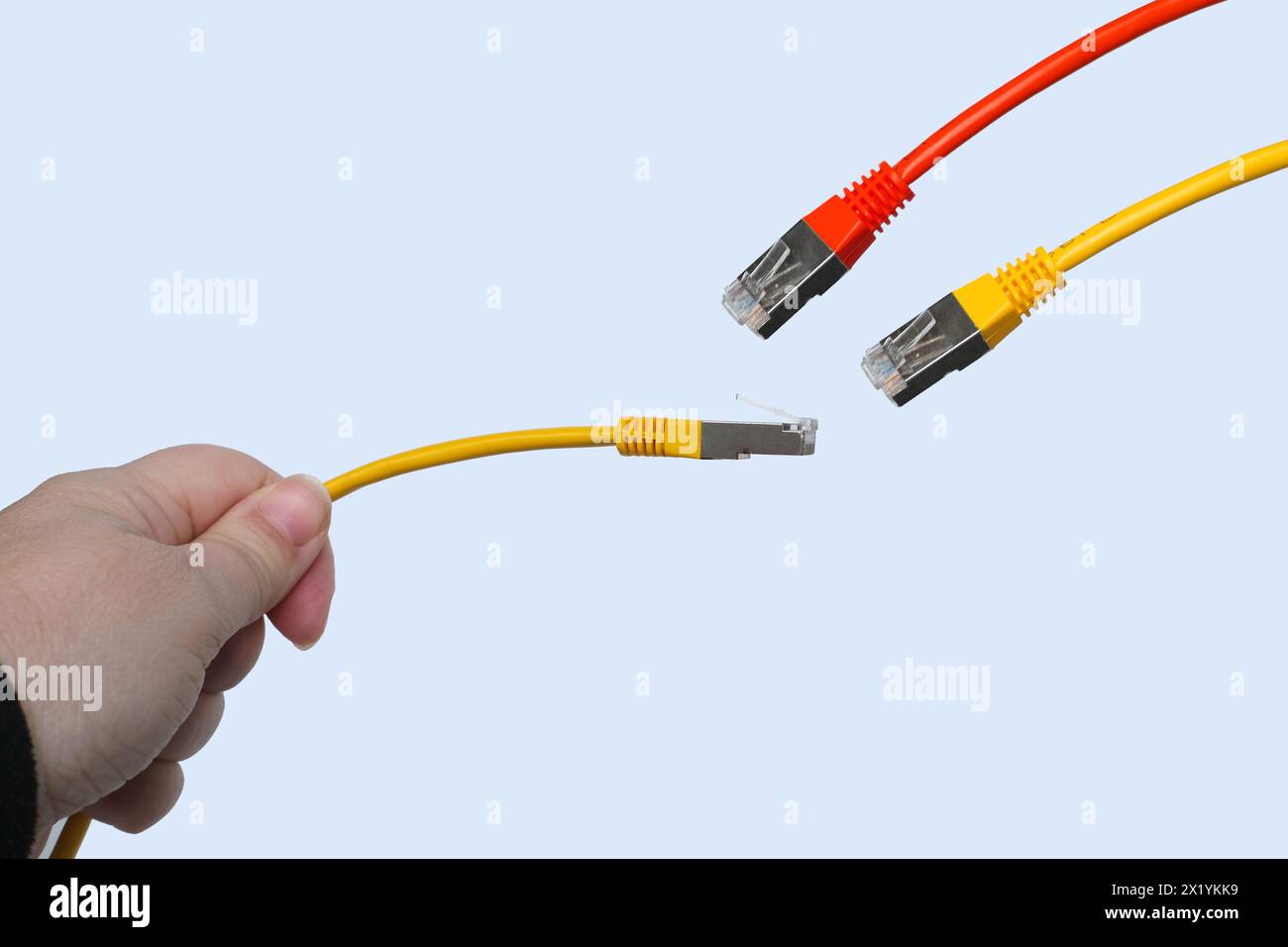 close-up of colored Cable for connecting inverter control panel, VE-Interface MK3-USB and VE.Bus connections with several VE.Bus devices and GX device Stock Photo