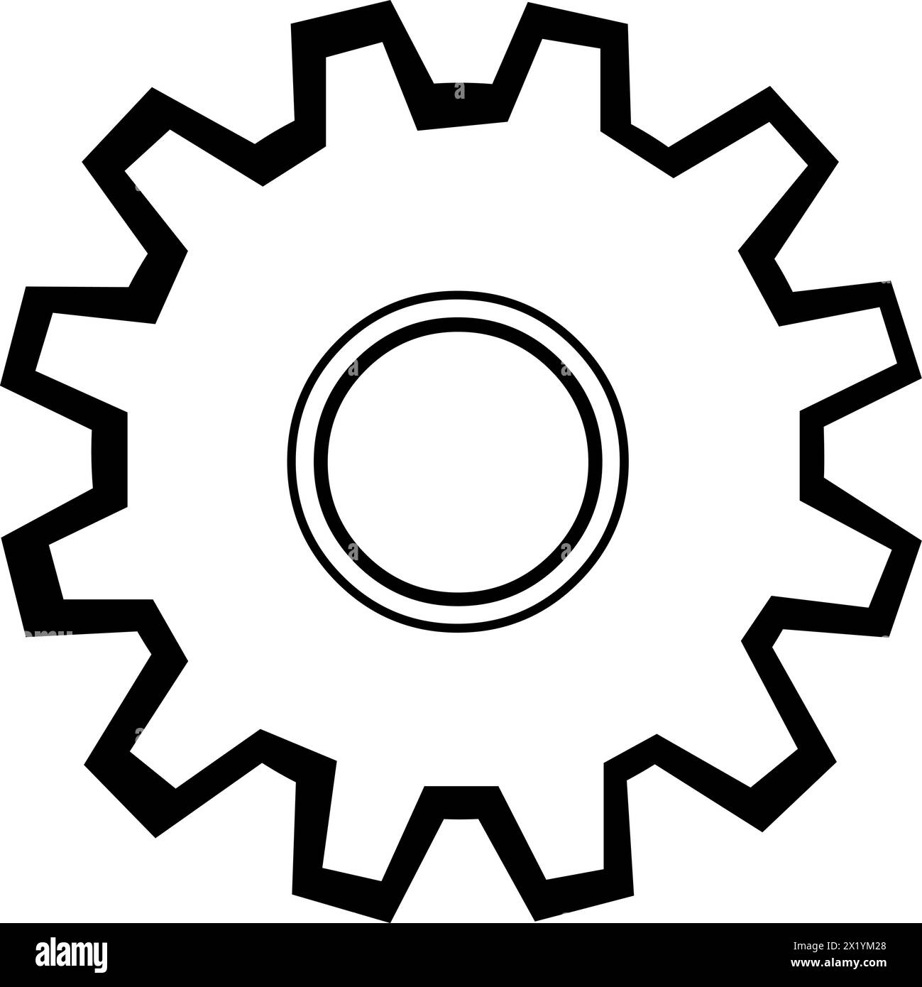 vector drawing black and white gear Stock Vector