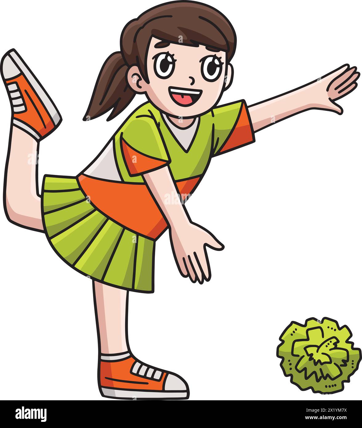Cheerleader Girl Stretching Cartoon Clipart Stock Vector Image & Art ...
