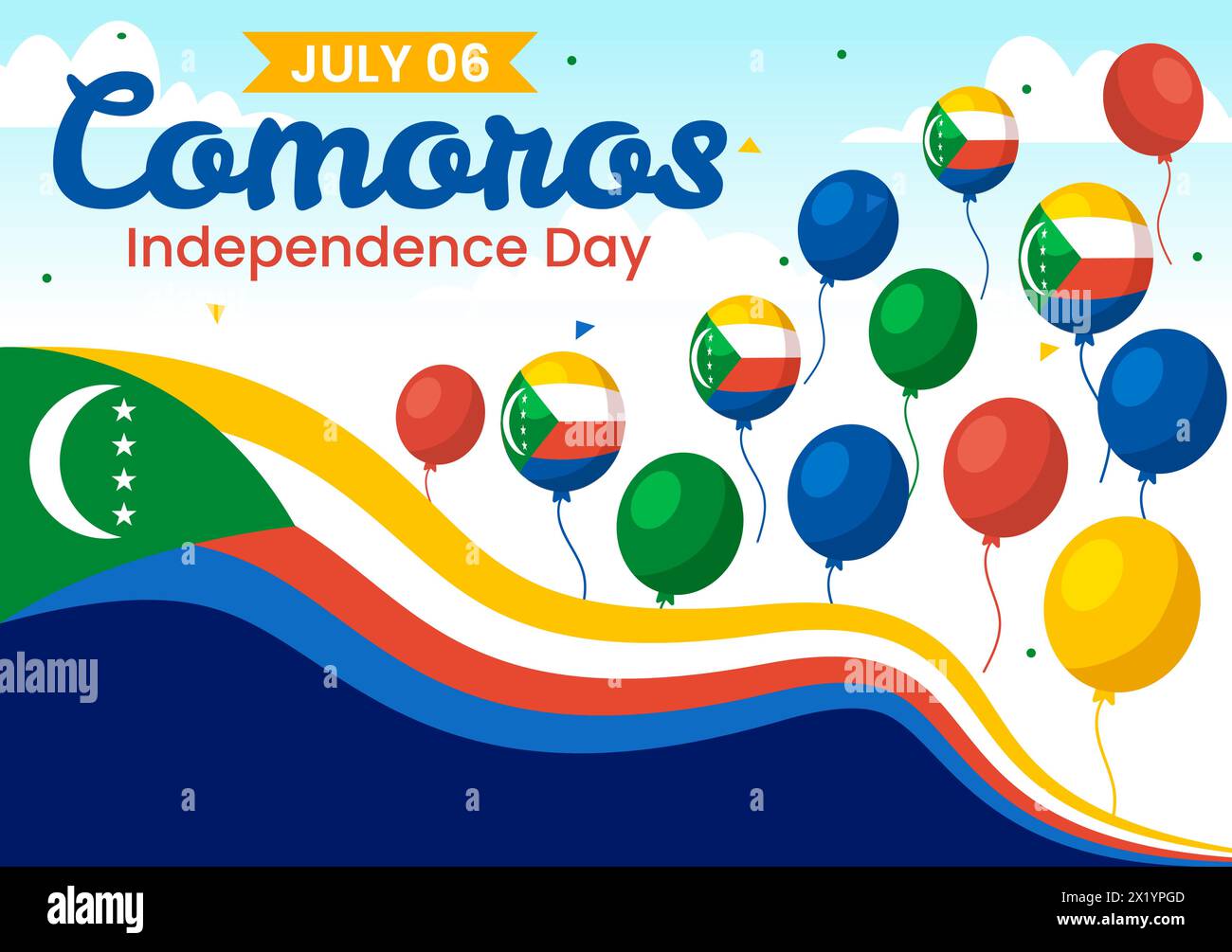 Happy Comoros Independence Day Vector Illustration on 6 July with ...