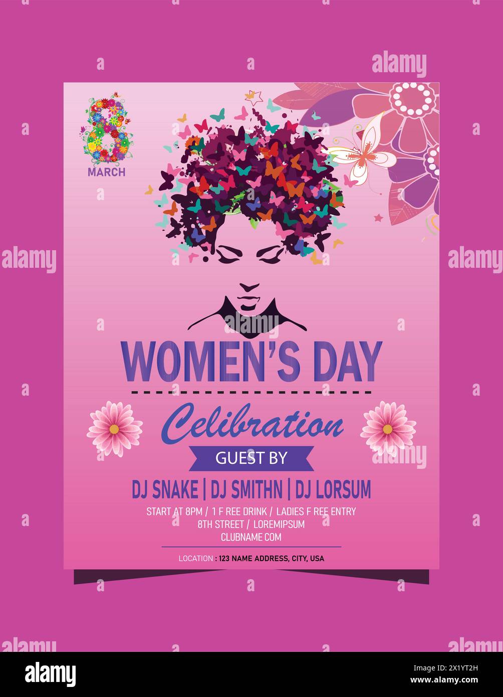 Premium Vector | International women's day party flyer poster social media post design Stock Vector