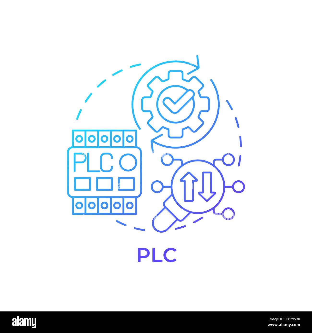 PLC blue gradient concept icon Stock Vector
