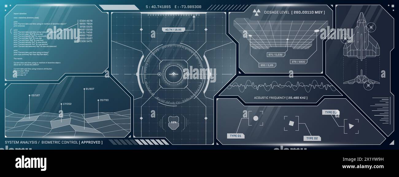 VR HUD futuristic control panel. Technology head up display target and ...