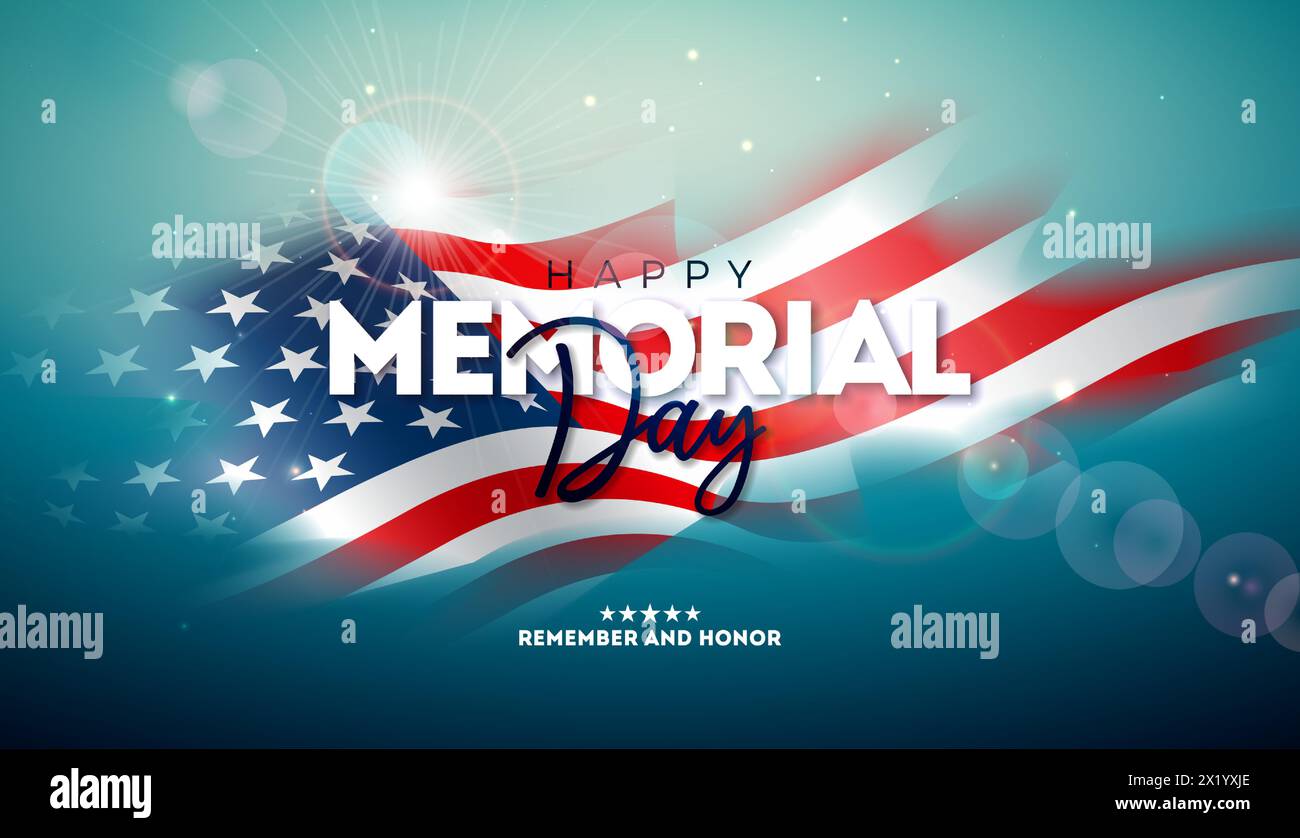 Memorial Day of the USA Vector Banner Design with Blurred American Flag ...