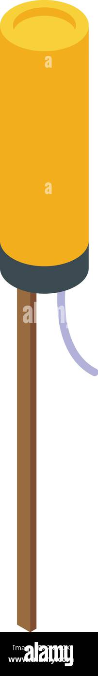 Petard on wooden stick icon isometric vector. Explosive element. Danger fire Stock Vector