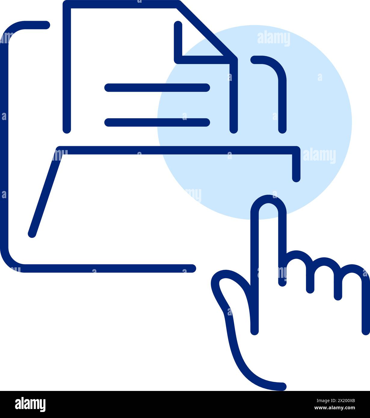 File management and document navigation. Easy access to digital data. Finger clicking on folder. Pixel perfect icon Stock Vector