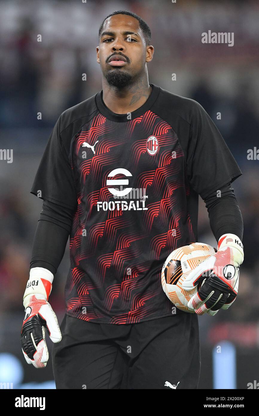 Roma, Lazio. 18th Apr, 2024. Mike Maignan of AC Milan during the Uefa ...
