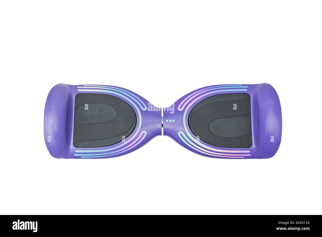 Hoverboard isolated  color light strips purple on white background nobody frontal view Stock Photo