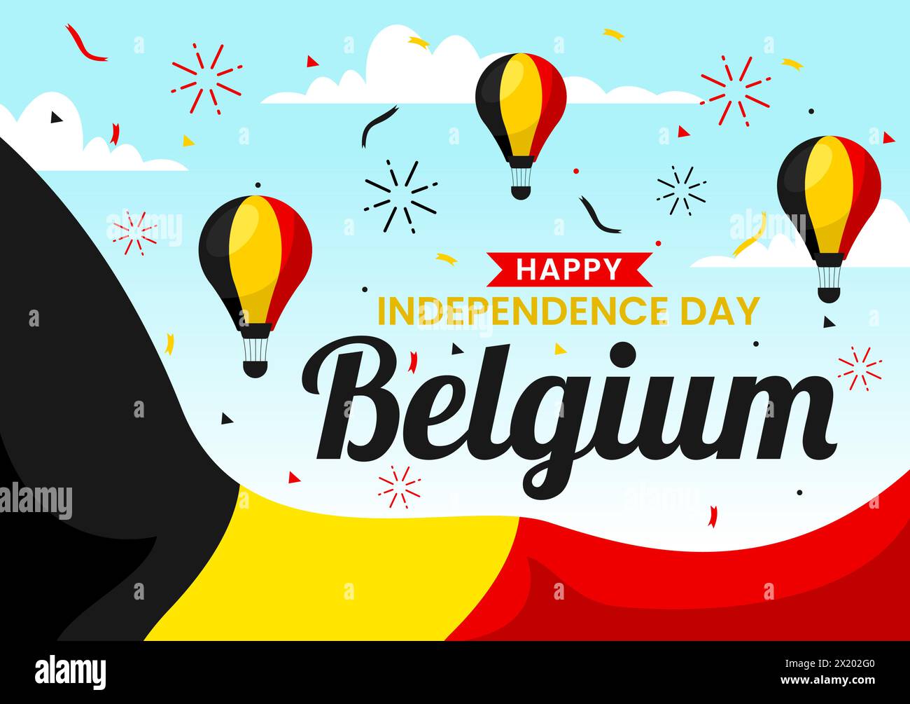 Happy Belgium Independence Day Vector Illustration on July 21 with Waving Flag and Ribbon in National Holiday Flat Cartoon Background Design Stock Vector