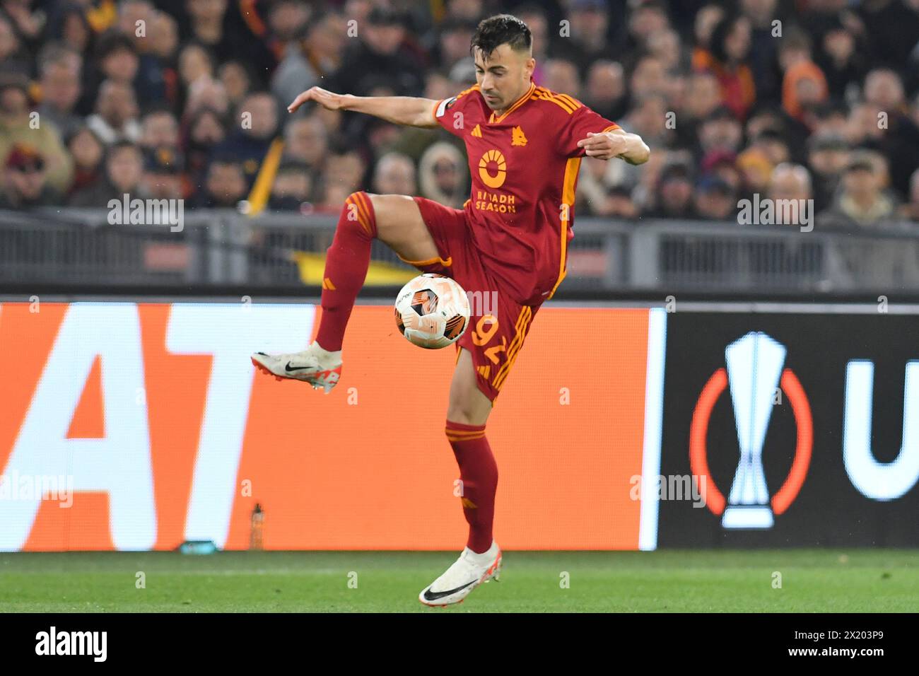 Roma, Lazio. 18th Apr, 2024. Stephan El Shaarawy of AS Roma during the Uefa Europa League quarter final second leg match AS Roma v Milan at Olimpico stadium in Rome, Italy, 18th April, 2024. AllShotLive Credit: Sipa USA/Alamy Live News Stock Photo