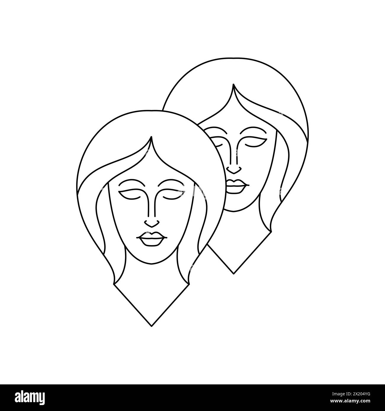 Gemini zodiac sign in line art style Stock Vector Image & Art Alamy
