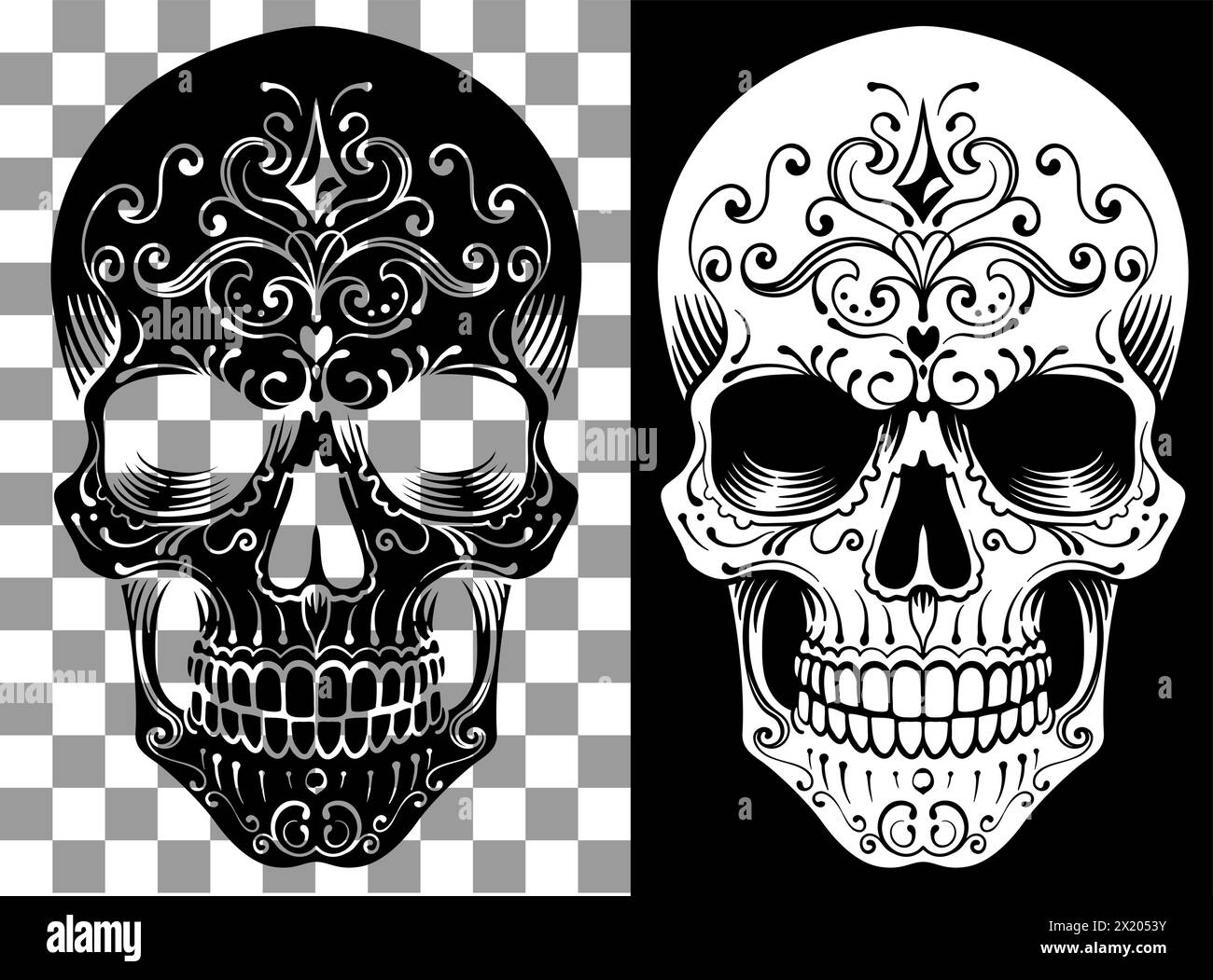 Skull Abstract Pattern Tattoo Design Stock Vector