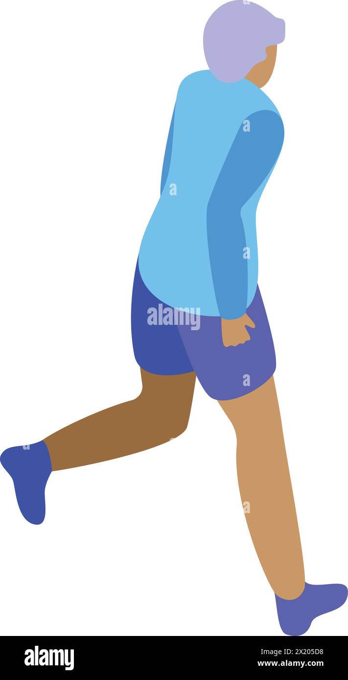 Senior athlete running icon isometric vector. Outdoor training. Workout session Stock Vector