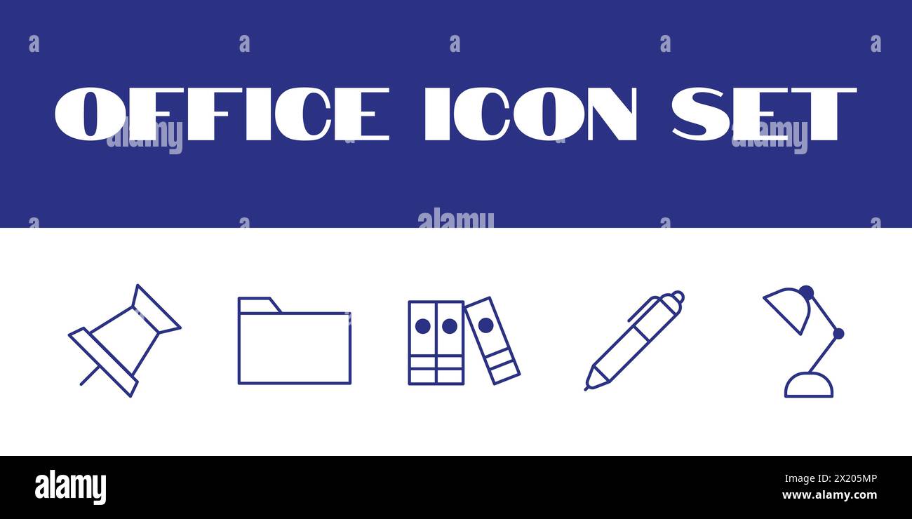 Line Office Icons Set Vector Office Business Illustration Icons set Stock Vector