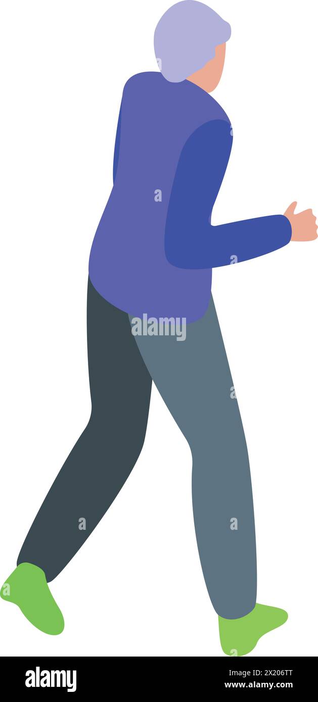 Old man running icon isometric vector. Training active. Outdoor sporting Stock Vector