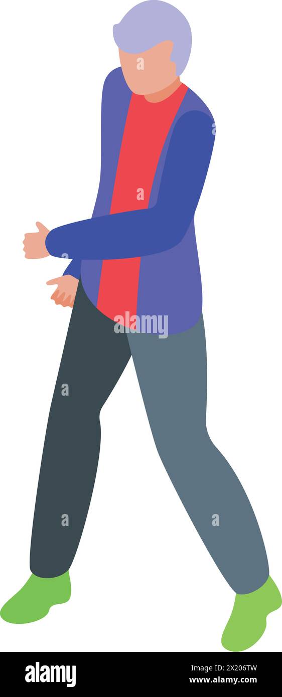Senior running outdoor icon isometric vector. Happy pensioner. Fit adult Stock Vector