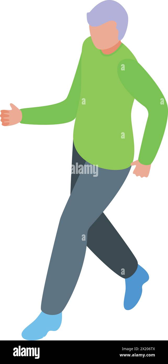 Male senior outdoor running icon isometric vector. Active sport. Training workout Stock Vector